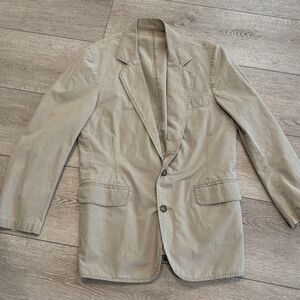 LL Bean Jacket Blazer Khaki Tan Size 40 Regular Sport Coat 2-Button Cotton